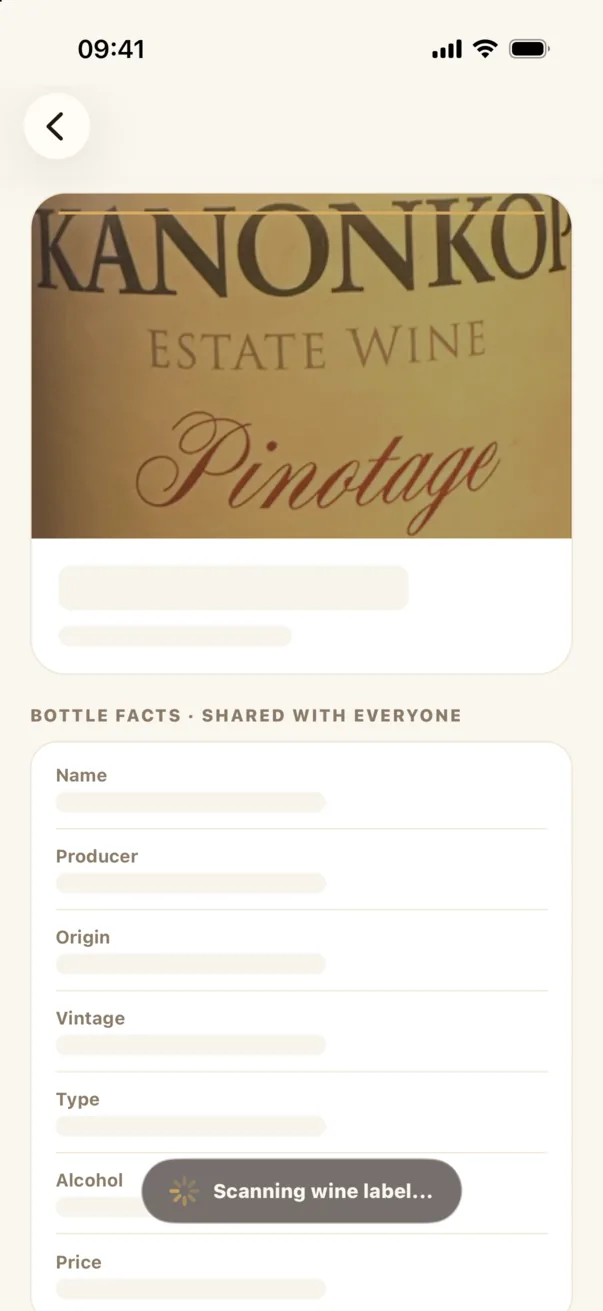 Cork Club scanning a Kanonkop Pinotage label